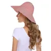 Chapeaux à bord large femmes mode été printemps pliable Stripe noix papillon rond le soleil lavage à la main uniquement rose café noir