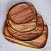 Plattor retro oregelbunden träplatta oval massiv träpanna fruktbröd rätter förvaringsbricka dessert middag bordsartiklar POGRAFI