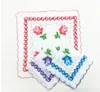 Printing Handkerchief scallop Cotton Cutter Ladies Handkerchief Craft Vintage Hanky Floral Wedding Handkerchiefs 30*30cm Random SN4307