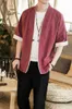 Jackets masculinos linho de verão Kimono Long Cardigan Outerwear casacat