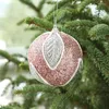 Party Decoration 8cm Glitter Leaf Ornament Ball Foam Christmas For Xmas Tree Decorations Hanging Baubles Home Holiday B03D