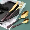 Dinnerware Sets 4Pcs Cutlery Set 304 Stainless Steel Tableware Kitchen Quality Classic Table Knife Fork Spoon Portable Dinner Western
