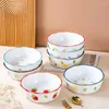 Bowls Ceramic Hand Painted Fruit Pattern Rice Bowl With Lid Microwaveable Household Kitchen Supplies Salad Dinner Plate Soupbowl