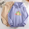 Felpe con cappuccio da donna Felpe Feece Donna Kawaii Frog Strawberry Stampato Pullover Felpa Harajuku Manica lunga Tuta invernale Coreano Cl