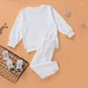 Kläder sätter flickor Pure White Two-Piece kostym Halloween kläder Kids Juldräkt Toddler Pyjamas Boutique Wholesale