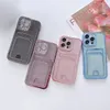 Cassa del telefono del supporto della carta del raccoglitore di glitter Bling trasparente per iPhone 14 Plus 13 12 11 Pro Max Soft Cover