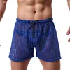 Underbyxor män mesh underkläder sexiga boxare gay sömnbottnar låg midja andas se genom penispåse manliga trosor shorts