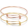 Bangle Rose Gold Color Fashion Jewelry Wiring Bracelet For Ani Luck Expandable Bangles Bracelets DIY Charm