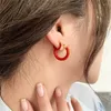 Hoop Earrings Colorful C-Shaped Retro Simple Metal Enamel Fashion Geometric Small For Women Jewelry