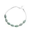 Charm Armband Fashion Silver Color Green Oval Bead Armband Elegant Women Christmas Party Jewelry SL247