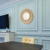 Relógios de parede Design de penas douradas de pavão grande para o movimento silencioso de bateria da sala de estar opera