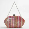 Evening Bags Vintage Colorful Striped Gold Thread Bag Women Elegant Clutches Phone Purse Cocktail Party Ladies Wallet Handbags