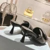 2023 Soft padded sandals Leather Slippers Designer High Heels Slides thong with Double Flip flops Slipper Metal Chain Fashion Summ9020187