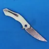 New R2308 Flipper Folding Knife VG10 Damascus Steel Blade Jade G10 Handle Ball Bearing Fast Open EDC Pocket Folder Knives