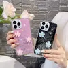 Étuis à paillettes 3D Spring Flower Bling pour iPhone 15 14 Pro Max 13 12 11 XR XS X 8 7 6 Plus Feuille de mode Souple TPU Confettis Paillettes Goutte Colle Étoile Étoilée Couverture de téléphone Peaux arrière