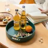 Plates Double Layer Snack Drink Dry Fruit Storage Box Rotary Wooden Rack Tray Living Room Tea Table Candy