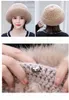 Womens Elegant Winter Real Rabbit Fur Hat Knitted Beanie Top Hat W Real Fox Fur Brim Cap