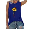 Women's Tanks Modis Women Casual Sunflower Printing Sleeveless O-neck Vest Tank Summer Ladies Loose Camis Slim Long Tops Plus Size