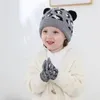 Berets Toddler Kids Girls Boys Cute Winter Eyflap Beanies Pom Hat Mittens baby babys for 0-3 years