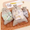 Storage Bags Natural Linen Burlap Bag Jute Gift Drawstring With Handles Packaging Party Favor Candy