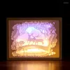 Night Lights Carving Art 3D Paper LED Desk Table Lamp Bedroom Bedside Christmas Holiday Decor Birthday Gifts