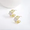 Hoop Earrings Lifefontier Trendy Gold Color Chain Sparkle Zircon Earring For Women Minimalist Classic C-Type Statement Jewelry