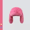 Beanie/Totenkopfkappen Hasenohren Mützen Korea Ins Nische Niedliche rosarote Plüschpullovermütze Winter Warmhalten Lustige Pografie Damenhüte 230211