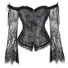 Femmes style Corsets Sexy à manches longues dentelle Corselet à lacets Bustiers Korset pour Posture fête Club mariage grande taille 242x