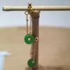 Dingle örhängen kedja 40mm grön runda abacus pärlor dropp guldfärg pläterade mässing öronsnänger 1 par