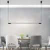 Hanglampen modern zwart eenvoudige ledlichten woonkamer lange hangende lamp Noordelijke aluminium kunstrestaurant slaapkamer huis deco armaturen