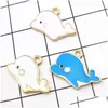 Charms Bk 200pcs/Lot Emamel Ocean Animal Очень милый кулон кита 14x19 мм белый синий розовый 3 -кратный капля доставка 202 dhjxp