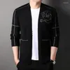 Erkek Sweaters Sonbahar Kış 2023 Örme Hırka Erkek Moda Koreli Sıradan Genç ve Orta Yaşlı Kaplan Baskılı Kazak Ceket