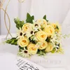 Decoratieve bloemen 10 prachtige kunstmatige zijden roos boeket herfst decoratie huishouden bruiloft madeliefje tabel decora