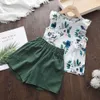 Girls Summer Clothing Sets New Fashion Flowers Clothes Baby Ruffles Forest Floral Cool Vest Shorts pcs Set For Kids y