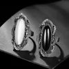 Anneaux de mariage Style Bohème Bague Blanc Opale Grand Ovale Argent Gris Cristal Pour Femmes Vintage Bijoux Edwi22