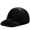 Tampas de bola Harppihop pêlo real chapéus de visita de pele chapéu de pele de beisebol masculino pico de inverno quente