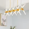 Lustres Nórdico Moderno Lustre Criativo Para Sala De Jantar Cozinha Ilha Ramo Dourado Lâmpada Pendurada Interior Preto Decoração Luminária