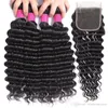 9a Bundos de cabelo virgens brasileiros com fechamento 4x4 Fechamento de renda onda profunda Wakycurly Loose Yaki Soer solto corpo profundo Cabelo liso Cabelo liso