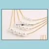 Pendant Necklaces Pendants For Women Wholesale Fashion Korean Turkish Novel Jewlery 18K Gold Plated Chain Long Charms Chains Pearl D Dhbtq