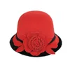 Boinas fedora chapéu feminino elegante e elegante lã vintage felties damas outono winter cúpula jazz de casamento com tampo de jogador feminino floral