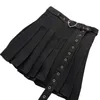 Skirts High Waist Mini Solid Black Female All Match Belted Streetwear Pleated Women Tooling Half-length E-girl Outfit