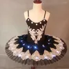 Desgaste de palco vestido de dança de balé luminoso LED Crianças panquecas Tutu Swan Lake Performance Jumpsuit Fluorescent Pompon pompon h630