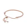 Bracelet coulissant de chaîne de serpent d'or rose pour Pandora 925 bijoux de mariage de chaîne de main d'argent sterling pour des bracelets de charmes de cadeau de petite amie de femmes avec la boîte originale