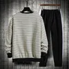 Survêtements pour hommes Automne Survêtement Hommes Casual Harajuku Stripe Deux Pièces Ensembles Mode SweatPants Hip Hop Sportswear Ensemble Streetwear 230213