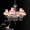 Люстры французская детская комната люстр освещение светодиодные светодиодные лампы подвеска теплые розовые девочки хрусталь