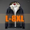 Men's Hoodies 2023 Autumn Winter Plus Fertilizer Sweatshirt Silver Velvet Thick Coat Solid Color Casual Size L-8XL