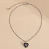 Pendant Necklaces TAUAM Silver Color Y2K Necklace Fashion Butterfly Purple Black Heart Drop Accessories Sweet Chain Trendy