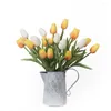 Decoratieve bloemen 1 st pu mini tulpen simulatie bloem bruiloft decoratie zijden huis kunstmatige plant nep bruids douche supli