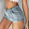 Kvinnors shorts höga midja kvinnors jeans denim 2023 sommar mode bomull splittra damer mager sexig nattklubb super kort