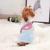Costumi per gatti T-shirt per cani con zaino Gilet di servizio in cotone elasticizzato a righe Vestiti freschi estivi per animali domestici Yorkshire Terrier S-3XL